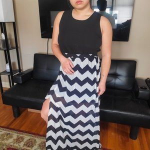 Black chevron maxi dress